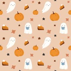 Fototapeta premium Halloween seamless pattern for background, wallpaper, textile print