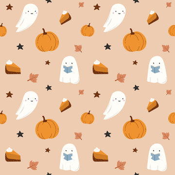 Halloween seamless pattern for background, wallpaper, textile print