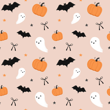 Cute ghost halloween seamless pattern for background, wallpaper, textile print