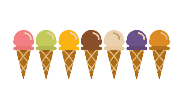 Ice Cream Scoops With Crispy Waffle Cones.