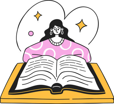 Book Reading Girl Cartoon
