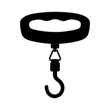 Flat Vector Portable Digital Hanging Scale Icon Featuring Ergonomic Grip Handle and Metal Weighing Hook Design