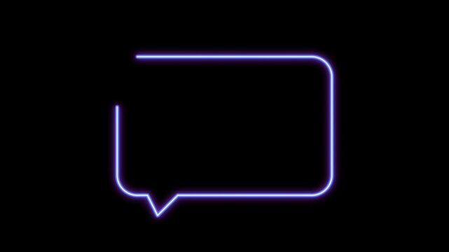Minimalist Purple Neon Speech Bubble Icon Outline for Digital Communication and Social Media Messaging Interface Design