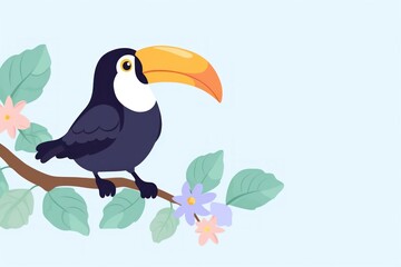 Fototapeta premium Toucan cute animal cartoon branch bird.