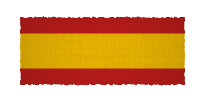 isolated Spain flag woven fabric texture on torn paper background banner