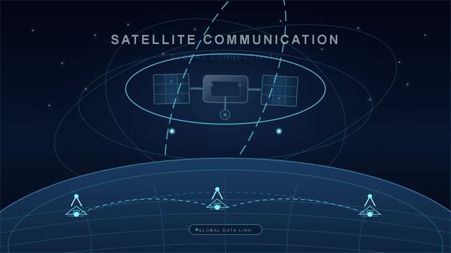 Global Connectivity Satellite Network Animation with Orbiting Spacecraft and Digital Data Links on Earth for Telecommunications Tech Videos