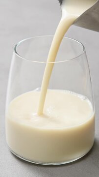 Warm black sesame paste added to cold oat milk creates visible clumps during beverage preparation.