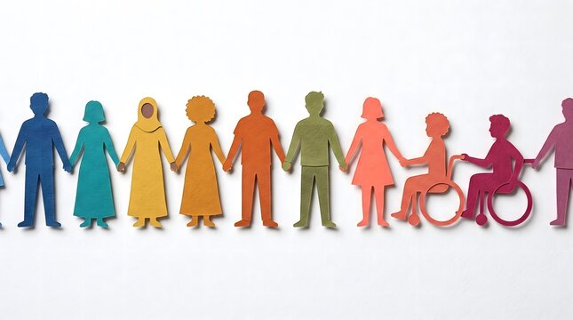 minimal Paper People, Social Audience, Community Cutouts or Female Network White Background, User Diversity [Paper People, Social Audience, Community Cutouts