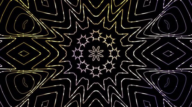 Repeating stripes, circles, and flowing curves form an imaginative abstract environment, suggesting continuous energy and creative progression while providing adaptable imagery for branding technology