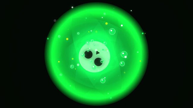Green halloween magic glowing circles with bubbling potion effects