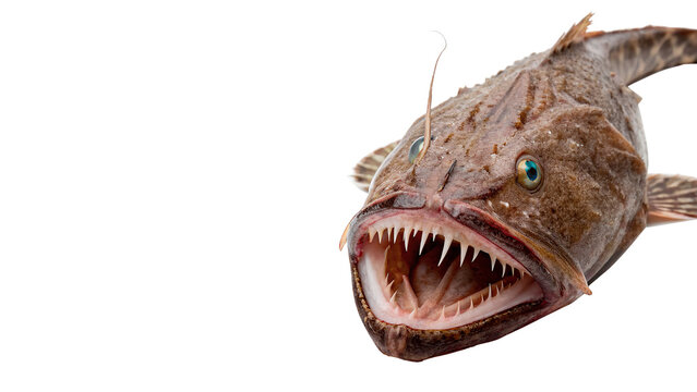 Fierce deep sea predator viperfish showing sharp long teeth isolated on transparent background