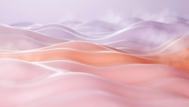 Abstract wave background with pink and purple silk fabric. Soft flowing liquid ripples in pastel colors for cosmetic and beauty branding