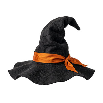 Black Witch Hat with Orange Bow 1.