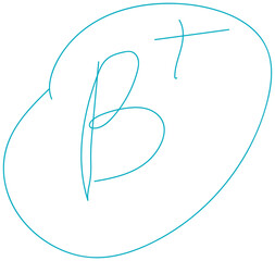 Cyan, Aqua Hand-Drawn B Plus Grade Mark with Circle Transparent PNG © Hela
