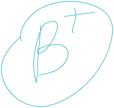 Cyan, Aqua Hand-Drawn B Plus Grade Mark with Circle Transparent PNG