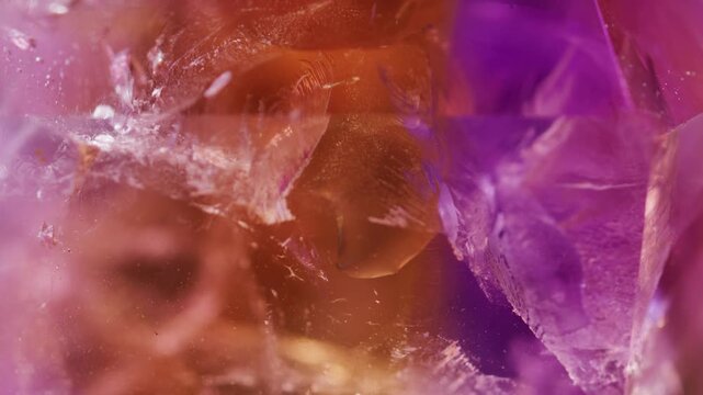 Macro Amethyst Crystal Reflecting Light, Soft Extreme Close Up