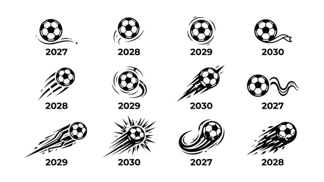Dynamic Soccer Ball Year Number Designs With Motion Effects