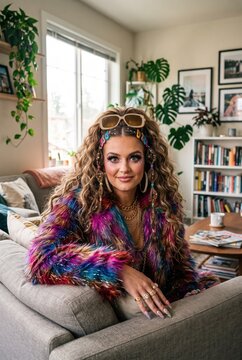 Colorful Fur Coat Portrait