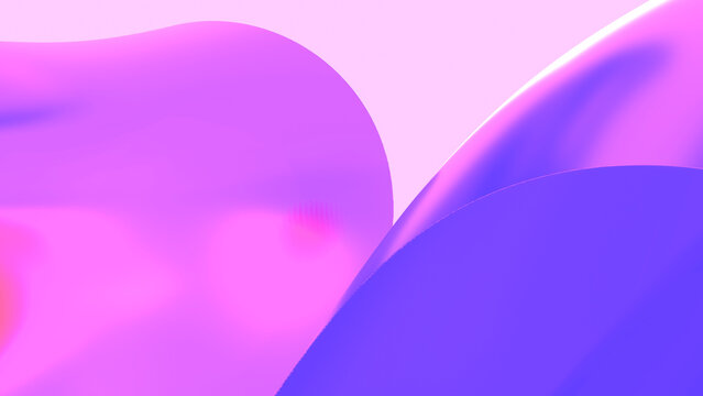 Abstract smooth purple shapes with round curves on pink background