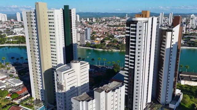 Lakefront Park In Campina Grande In Paraiba Brazil. Lakefront Landscape. Beautiful Cityscape. Lakefront Park In Campina Grande In Paraiba Brazil. Downtown Skyline. Tourism Landmark.