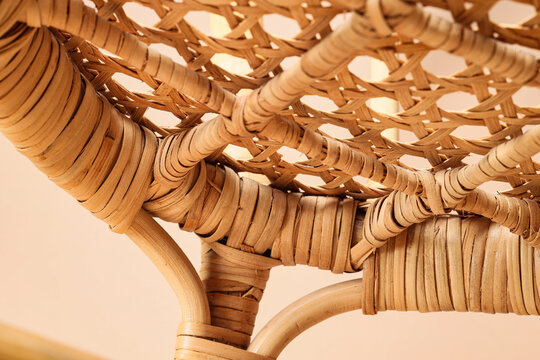 Sustainable interior design and craftsmanship, close up of woven rattan furniture texture with natural organic materials in a modern home living space