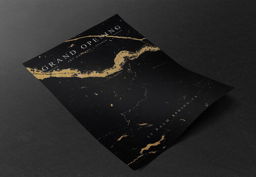 Elegant Black Marble Invitation Card Mockup PSD