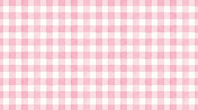 Watercolor seamless pattern in pastel pink gingham for textiles, surface decoration, and design projects