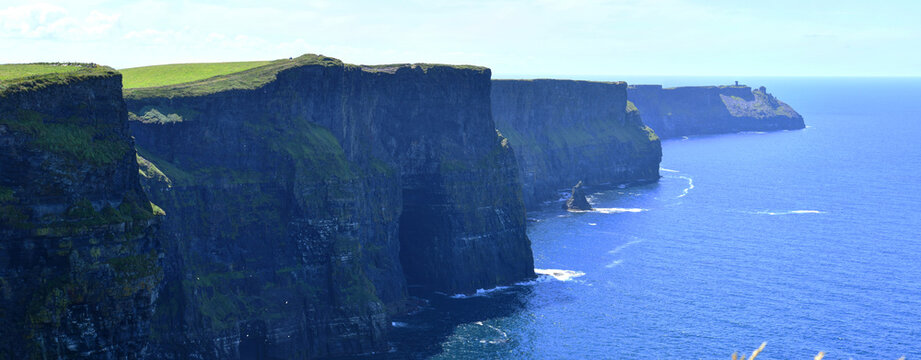 The famous Cliffs of Moher on the Cliffs of Moher  in County Clare, Ireland. The cliffs are one of Ireland's most famous sights.