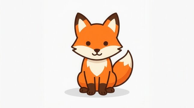 Flat color minimalist drawing of a cartoon fox with simple shapes