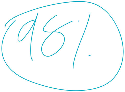 Cyan, Aqua Hand-Drawn 98 Percent Score Grade with Circle Transparent PNG