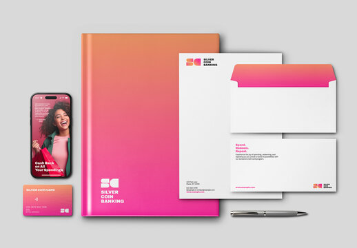 Modern Banking Brand Identity Mockup PSD