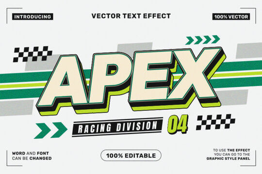 Editable APEX Racing Text Effect for Sports Poster Branding