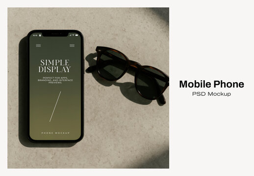 Stylish Phone Sunglasses Mockup PSD