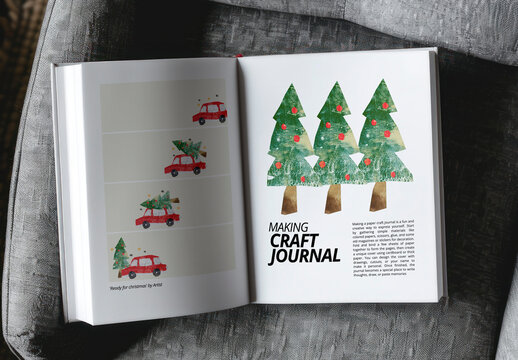 Creative Journal Mockup With Festive Designs PSD
