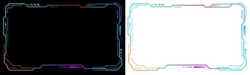 Frame Futuristic Technology Border with Neon Cyber Interface Lines and Colorful Digital Corner Elements © Kal El BSF