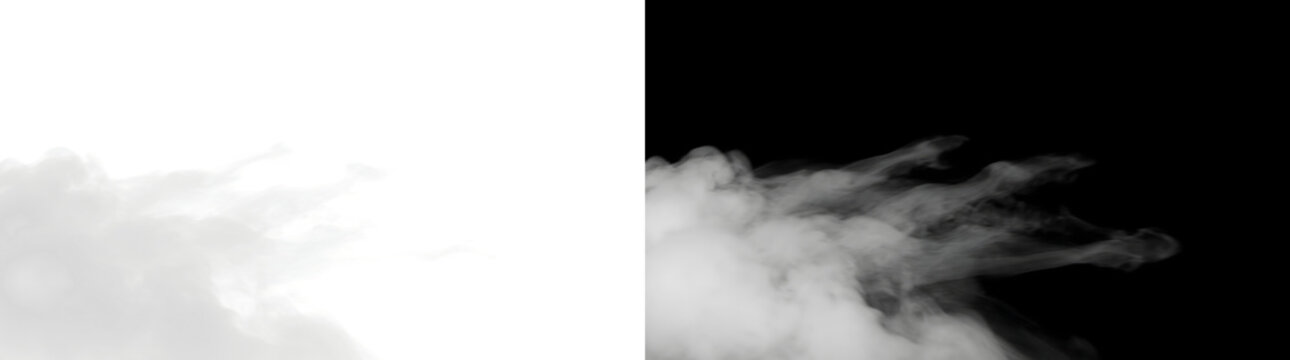Smoke overlay showing thick rolling clouds filling the lower corner heavily in PNG, Transparent and Black Background Versions