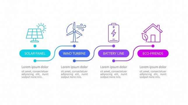 Renewable Energy Process Infographic Template On White Background