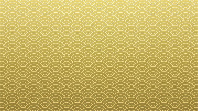 Animated Japanese Seigaiha Pattern on Gold Gradient Background, Seamless Loop/和柄　青海波　正月　日本　背景　年賀　金色