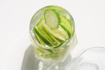 Fototapeta premium Fresh lime infused water in glass.