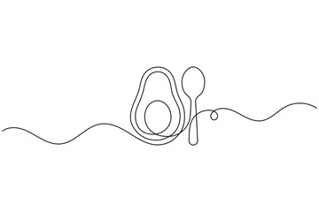 Obraz premium Avocado fruit one line art healthy food organic nutrition minimalist outline illustration