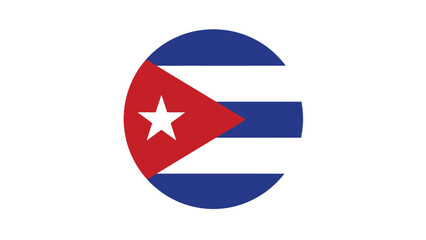 Obraz premium Circular vector graphic illustration of the national Cuban flag featuring vibrant red blue white colors