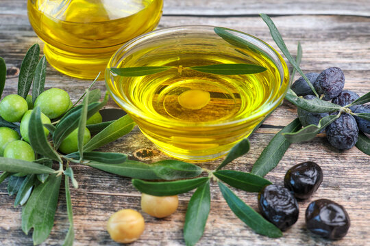 organic olive oil in a glass bowl	