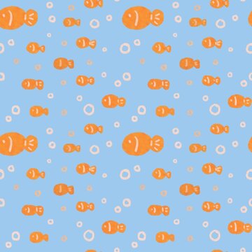 nemo under the sea cute little fish swimming under water seamless pattern