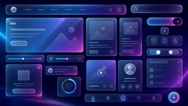 Glassmorphism Neon Multi-Functional Web and App UI Component Set