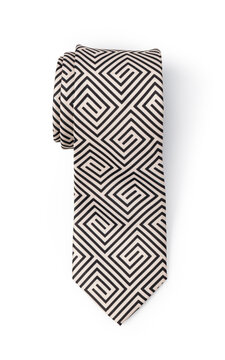 Necktie showing abstract geometric greek key pattern