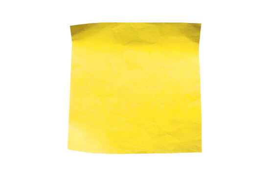 Blank yellow square sticky note mockup with realistic paper texture, clean front view, isolated transparent PNG for reminders, planning, and stationery
