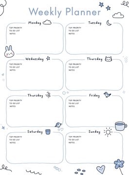 A minimalist clean light blue weekly planner template design