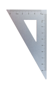 Metal set square measuring tool on transparent background