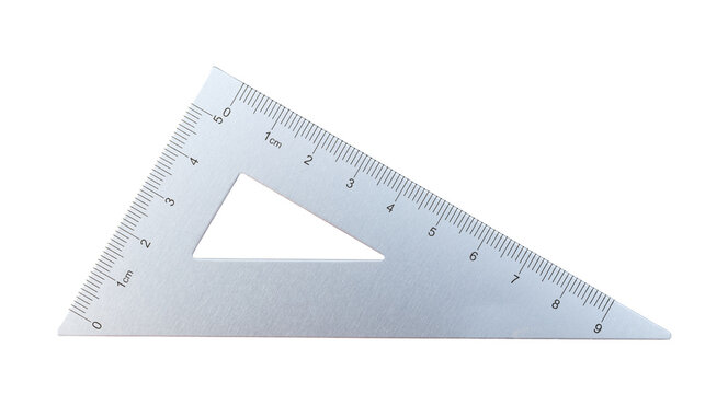 White plastic set square for geometry and drafting