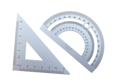 Geometry drafting tools set square and protractor